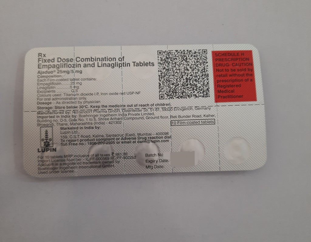 Ajaduo 25mg/5mg Tablet 1*10(10 Tablet)